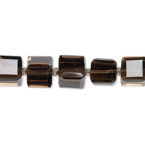 Bead, smoky quartz (heated / irradiated),8x8mm faceted cube, B grade, Mohs hardness 7. Sold per pkg of 5.
