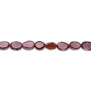 Bead, garnet (dyed), 5x4mm-6x4mm faceted oval, C grade, Mohs hardness 7 to 7-1/2. Sold per 14-inch strand.