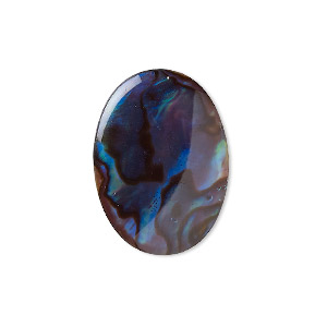 Cabochon, paua shell (coated / dyed), purple, 25x18mm calibrated oval, Mohs hardness 3-1/2. Sold individually.