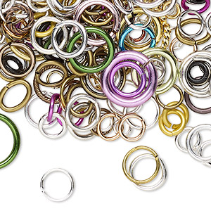 Jump ring mix, 2-18mm. Sold per 50-gram pkg, approximately 500-550 pieces.