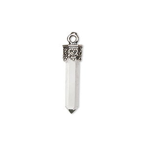 Drop, quartz crystal (natural) and sterling silver, 20x3mm-26x4mm hand-cut point. Sold individually.