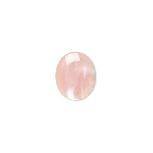Cabochon, pink shell (coated), 12x10mm calibrated oval, Mohs hardness 3-1/2. Sold per pkg of 2.