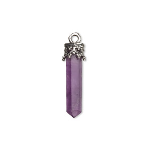 Drop, amethyst (natural) and sterling silver, 20x3mm-26x4mm hand-cut point. Sold individually.