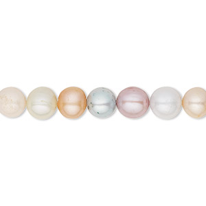 Pearl, cultured freshwater (dyed), pastel colors, 7-8mm semi-round, C- grade, Mohs hardness 2-1/2 to 4. Sold per 15-1/2&quot; to 16&quot; strand.