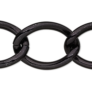 Chain, anodized aluminum, black, 23mm curb. Sold per pkg of 5 feet.