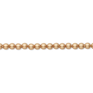 Pearl, Crystal Passions&reg;, vintage gold, 3mm round (5810). Sold per pkg of 100.