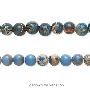 Bead, magnesite (dyed / stabilized), light blue, 6mm round, B grade, Mohs hardness 3-1/2 to 4. Sold per 15-1/2&quot; to 16&quot; strand.