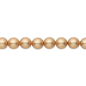 Pearl, Crystal Passions&reg;, vintage gold, 6mm round (5810). Sold per pkg of 50.
