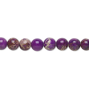 Bead, magnesite (dyed / stabilized), purple, 6mm round, B grade, Mohs hardness 3-1/2 to 4. Sold per 15-1/2&quot; to 16&quot; strand.