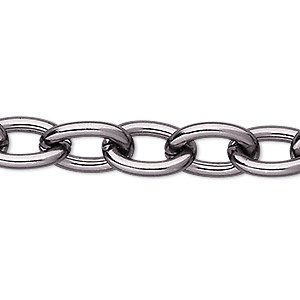 Chain, anodized aluminum, gunmetal, 11mm cable. Sold per pkg of 25 feet.