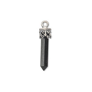 Drop, black onyx (dyed) and sterling silver, 20x3mm-26x4mm hand-cut point. Sold individually.