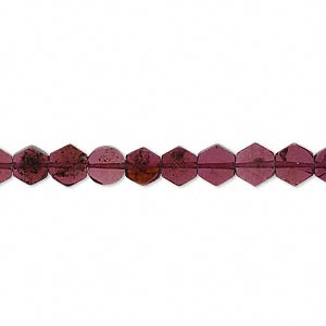 Bead, garnet (dyed), 5x2mm-6x5mm flat hexagon, B- grade, Mohs hardness 7 to 7-1/2. Sold per 16-inch strand.