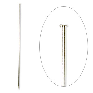 Stick pin, silver-finished brass, 3 inches, 18 gauge. Sold per pkg of 10.
