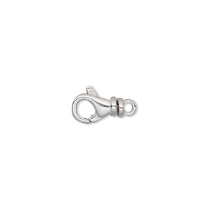 Clasp, self-closing hook, imitation rhodium-finished steel and
