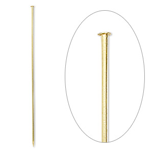 Stick pin, gold-finished brass, 3 inches, 18 gauge. Sold per pkg of 10.