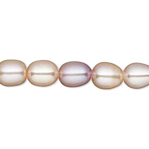 Pearl, White Lotus&#153;, cultured freshwater, peach and mauve, 7.5-8mm rice, C grade, Mohs hardness 2-1/2 to 4. Sold per 15-1/2&quot; to 16&quot; strand.