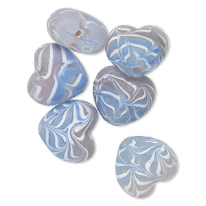 Bead, glass, translucent multicolored, 23x20mm-25x23mm puffed heart. Sold per pkg of 6.