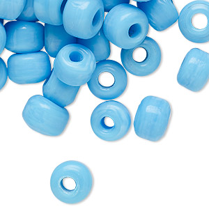 Large 3mm Hole Size UM57 9x6mm Multi Shade Opaque Blue Mix Glass Crow Beads 40 Grams