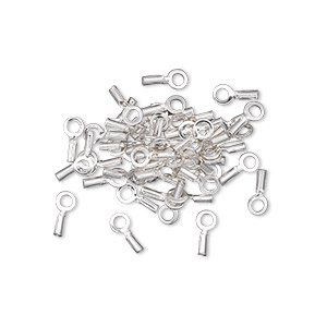 Crimp end, sterling silver, 3x1mm tube with loop. Sold per pkg of 50.