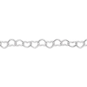 Chain, sterling silver, 4mm heart cable, 16 inches with springring clasp. Sold individually.