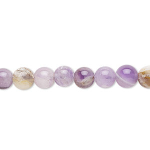 Bead, flower amethyst (natural), 6mm round, C grade, Mohs hardness 7. Sold per 15-1/2&quot; to 16&quot; strand.