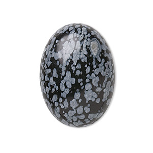 Cabochon, snowflake obsidian (natural), 40x30mm calibrated oval, B grade, Mohs hardness 5 to 5-1/2. Sold individually.