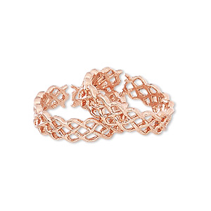 Ring, copper, 5.5mm wide with filigree design, size 6. Sold per pkg of 2.