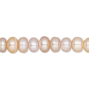 Pearl, cultured freshwater (natural), mauve and peach, 7.5x4mm-9x5mm button, C- grade, Mohs hardness 2-1/2 to 4. Sold per 8-inch strand, approximately 35-41 beads.