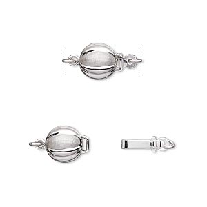 Clasp, tab with safety, 14KtW white gold, 8mm smooth and satin ...