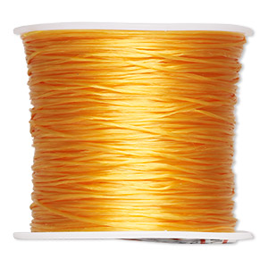 Cord, stretch, elastic floss, gold, 0.5mm diameter, 3-pound test. Sold per 150-foot spool.