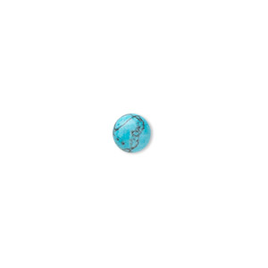 Cabochon, turquoise (assembled), 8mm calibrated round, Mohs hardness 5 to 6. Sold per pkg of 4.