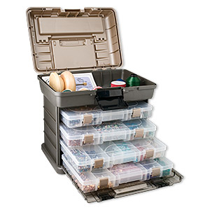 Tote, Plano&reg; Storage Systems, graphite and sandstone colored, 16-1/2 x 12 x 16 inches. Sold individually.