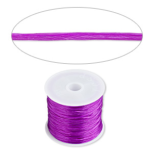 Cord, stretch, elastic floss, purple, 0.5mm diameter, 3-pound test. Sold per 150-foot spool.