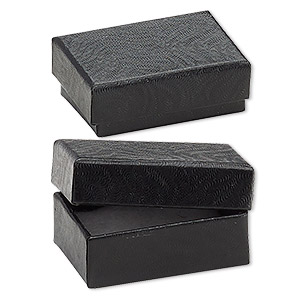 4 Pc Black Cotton Filled Boxes Large Jewelry Box Lg Necklace Box 7 1/8" x 5 1/8" 