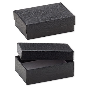 Box, paper, cotton-filled, black, 3-1/4 x 2-1/4 x 1-inch rectangle. Sold per pkg of 10.