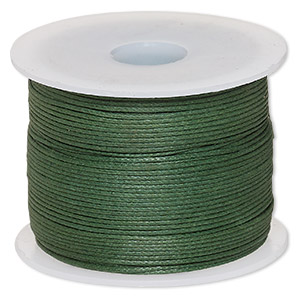 Cord, waxed cotton, dark green, 0.5mm. Sold per 100-meter spool.