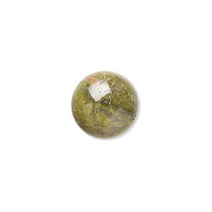 Cabochon, unakite (natural), 12mm calibrated round, B grade, Mohs hardness 6 to 7. Sold per pkg of 6.