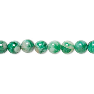 Bead, crazy lace agate (dyed), green, 6mm round, B grade, Mohs hardness 6-1/2 to 7. Sold per 15-1/2&quot; to 16&quot; strand.