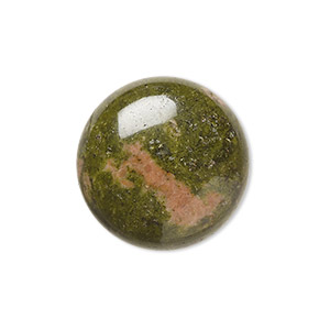 Cabochon, unakite (natural), 20mm calibrated round, B grade, Mohs hardness 6 to 7. Sold per pkg of 2.