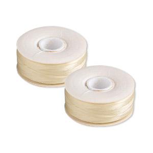 Thread, Nymo&reg;, nylon, light tan, size OO. Sold per pkg of (2) 110-yard bobbins.