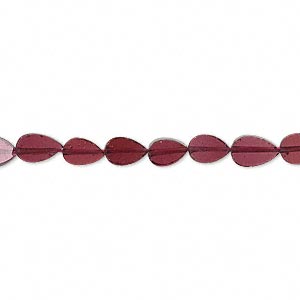 Bead, garnet (dyed), 5x3mm-7x4mm hand-cut flat teardrop, B- grade, Mohs hardness 7 to 7-1/2. Sold per 16-inch strand.