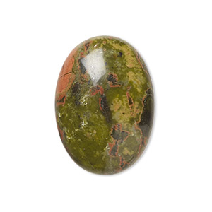 Cabochon, unakite (natural), 25x18mm calibrated oval, B grade, Mohs hardness 6 to 7. Sold per pkg of 2.