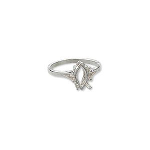 Ring, Sure-Set&#153;, sterling silver, 12x6mm 4-prong marquise basket setting, size 8. Sold individually.