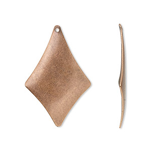 Drop, antique copper-plated steel, 30x20mm kite. Sold per pkg of 50.