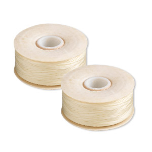 Thread, Nymo&reg;, nylon, light tan, size D. Sold per pkg of (2) 64-yard bobbins.