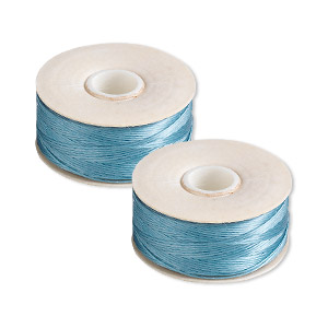 Thread, Nymo&reg;, nylon, turquoise blue, size D. Sold per pkg of (2) 64-yard bobbins.