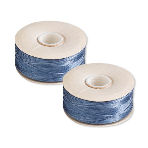 Thread, Nymo&reg;, nylon, royal blue, size D. Sold per pkg of (2) 64-yard bobbins.