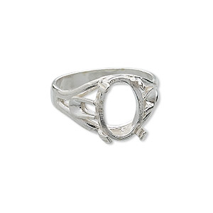 Ring, sterling silver, 14x10mm 4-prong oval setting, size 10. Sold ...