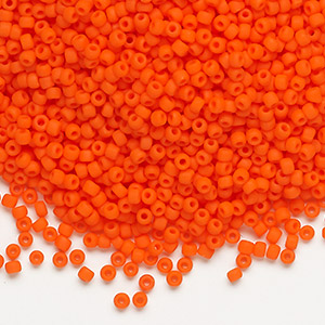 Seed bead, Dyna-Mites&#153;, glass, opaque matte dark orange, #11 round. Sold per pkg of 40 grams.