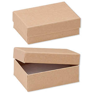12 Pack Cotton Filled Brown Kraft Paper Cardboard Jewelry Gift and Retail Boxes 3 X 3 X 1 Inch Size by R J Displays